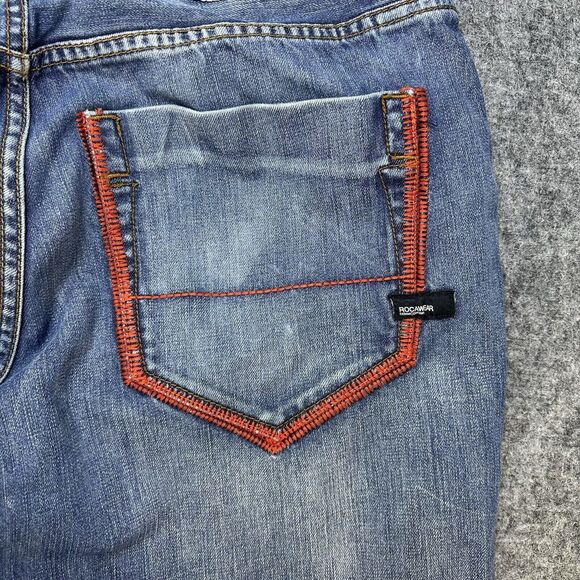 Rocawear Jeans Men 36 Classic Fit Baggy Embroidered Y2K Streetwear Heel Drag - Picture 8 of 15
